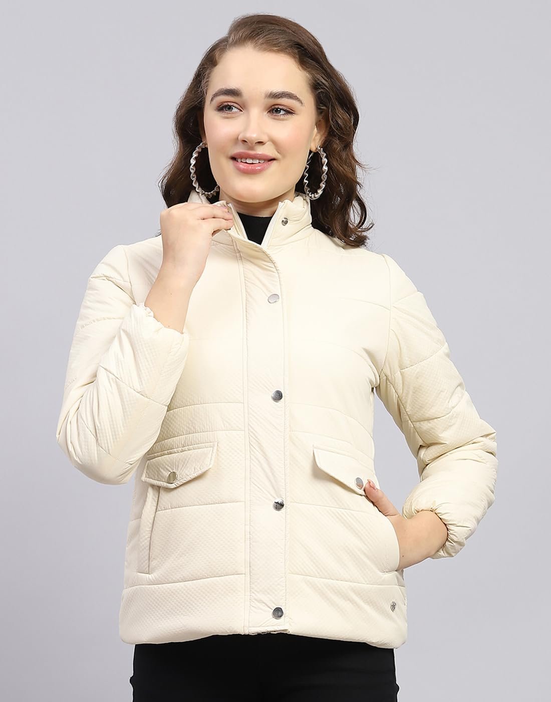 Monte Carlo Women's Polyester Blend Regular Solid Mock Neck Full Sleeve Jacket - Image 2