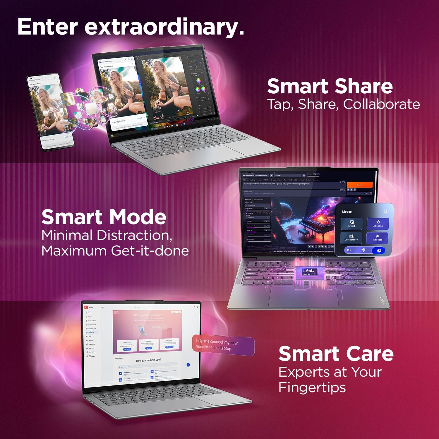 Lenovo Yoga Slim 7 Aura Edition Intel Core Ultra 5 228V,Copilot+ AI PC(32GB RAM/1TB SSD/14(35.5cm) WUXGA OLED AI Now/40 Tops/Windows 11/Office Home 2024/1Yr ADP/Grey/1.19Kg), 83JX001LIN AI Laptop - Image 7