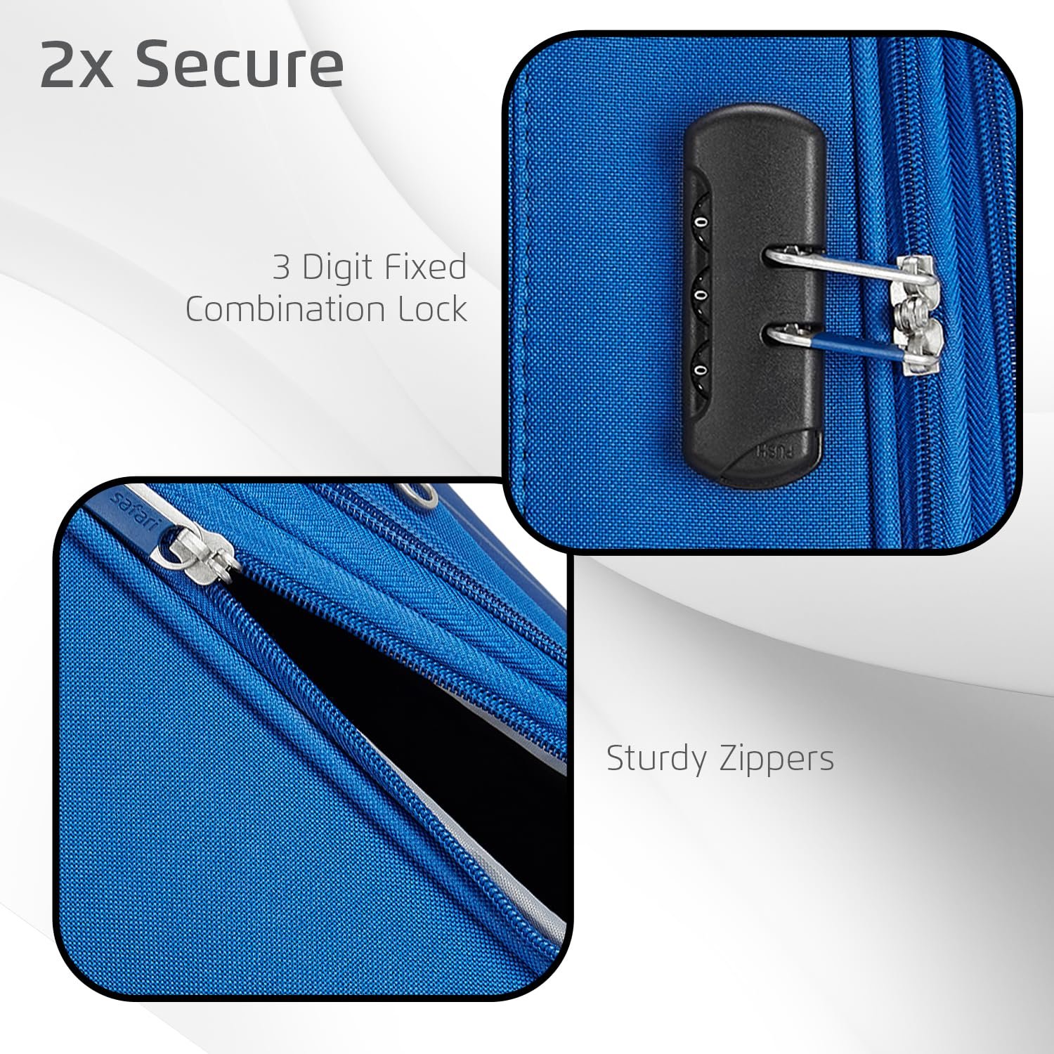 Safari Prisma 55 Cms Polyester Blue Cabin 4 wheels Soft Suitcase - Image 6