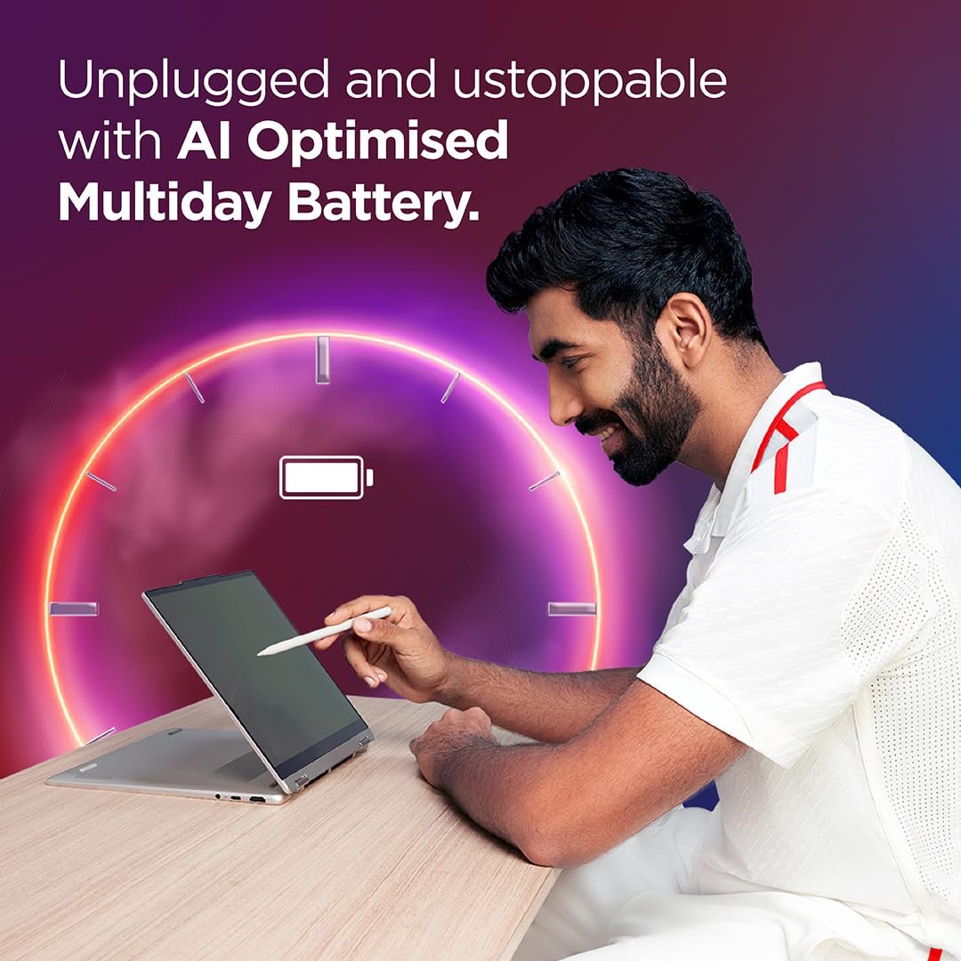 Lenovo Yoga 7 2-in-1 Intel Core Ultra 5 226V,Copilot+ AI PC(16GB RAM/1TB SSD/14(35.5cm)/WUXGA OLED/40 Tops/Win 11/Office Home 2024/Yoga Pen/1Yr ADP/Seashell/1.38Kg), 83JQ003YIN Convertible Laptop - Image 10