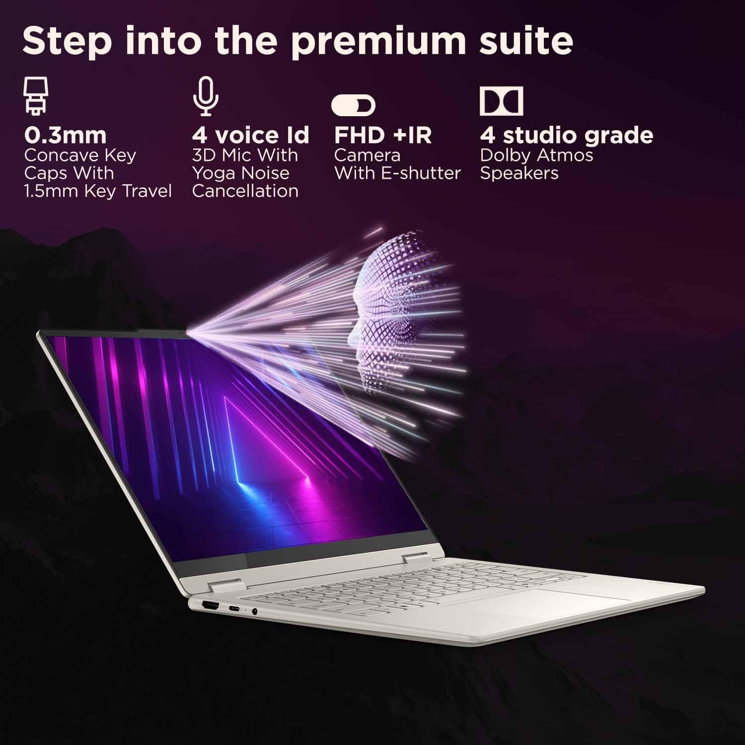 Lenovo Yoga 7 2-in-1 Intel Core Ultra 7 256V,Copilot+ AI PC(16GB RAM/1TB SSD/14(35.5cm) WUXGA OLED/47 Tops/Win 11/Office Home 2024/Digital Pen/1Yr ADP/Seashell/1.38Kg), 83JQ000VIN Convertible Laptop - Image 5