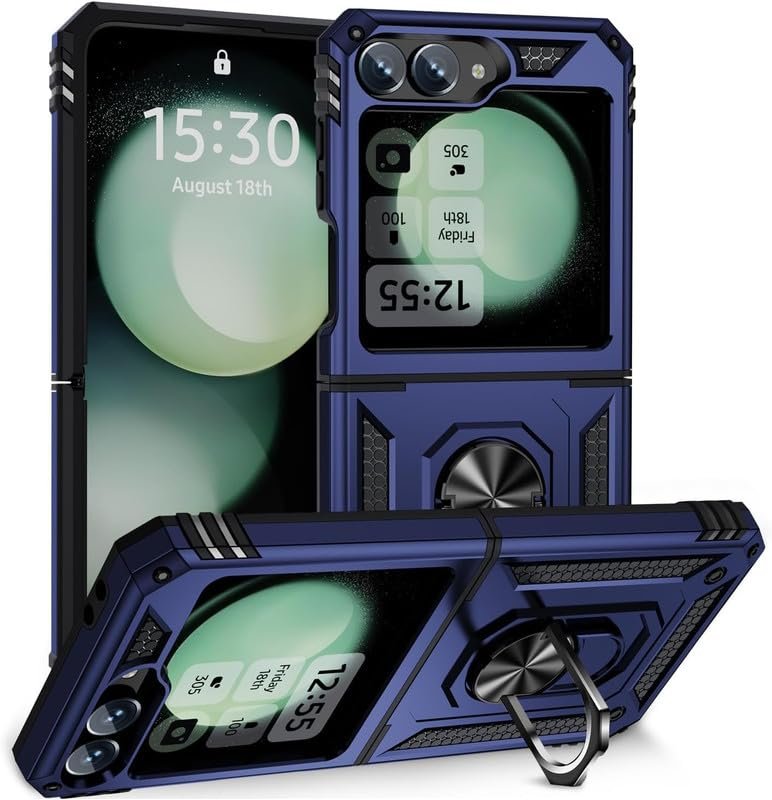 SmartPoint 360 Shutter Case for Samsung Galaxy Z Flip 6, 360 Ring Holder & Sliding Camera Shield Cover | 360 Degree Protection Back Case Cover for Samsung Galaxy Z Flip 6 - Blue