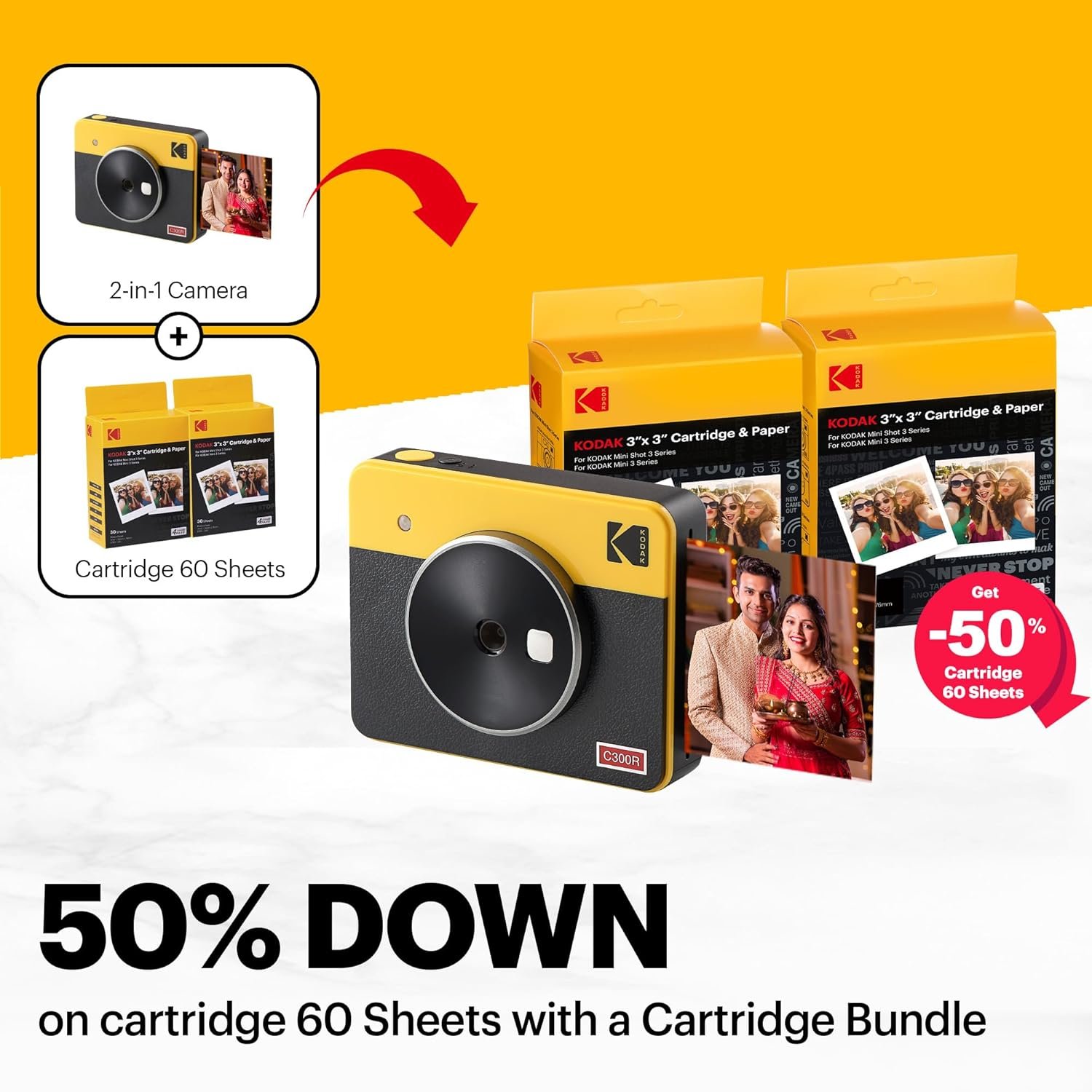 Kodak Mini Shot 3 Retro 2in1 + 68 Sheets Bundle - Image 2