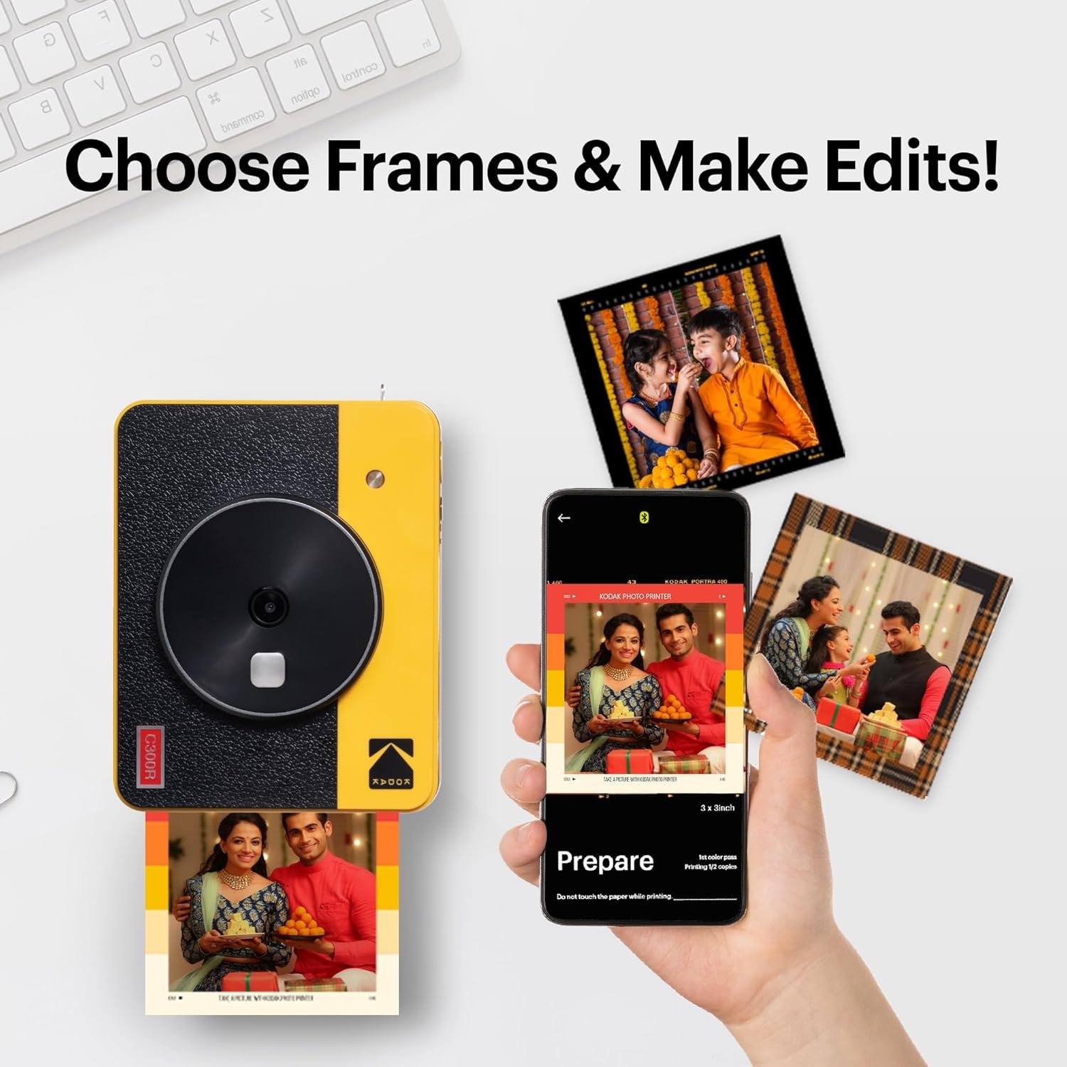 KODAK Mini Shot 3 Retro 4PASS 2-in-1 Instant Camera and Photo Printer (3x3 inches) + 68 Sheets Gift Bundle, White - Image 9