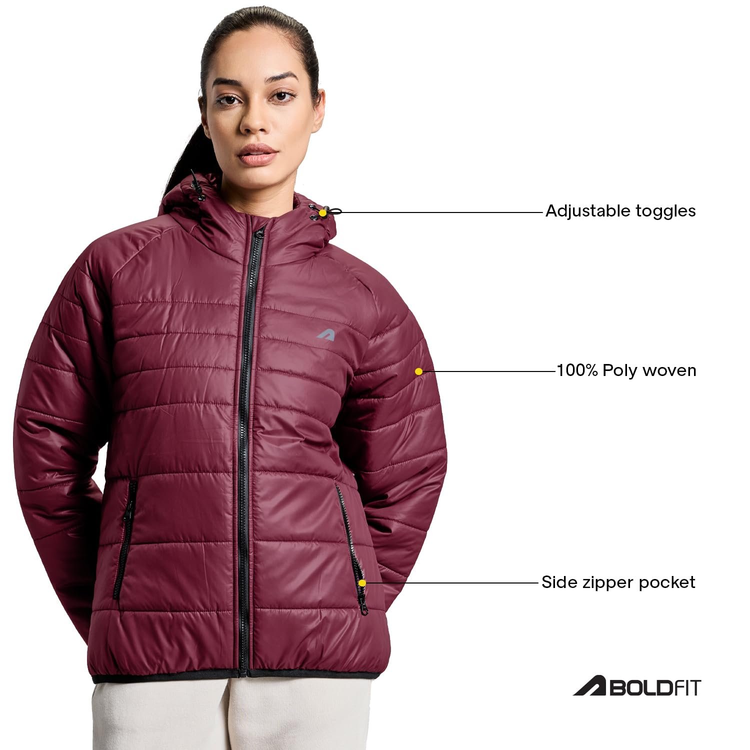Boldfit jacket for woman puffer winter jacket for woman standard length jackets for women stylish latest hooded winter wear jackets for women cozy jerkins for ladies - Image 2