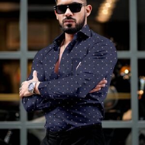 D&B Trends Men’s Printed Cotton Blend Shirt – Regular Slim Fit, Wrinkle‑Free, Full Sleeve Casual/Formal/Office, Machine Washable, Breathable Trendy Shirt