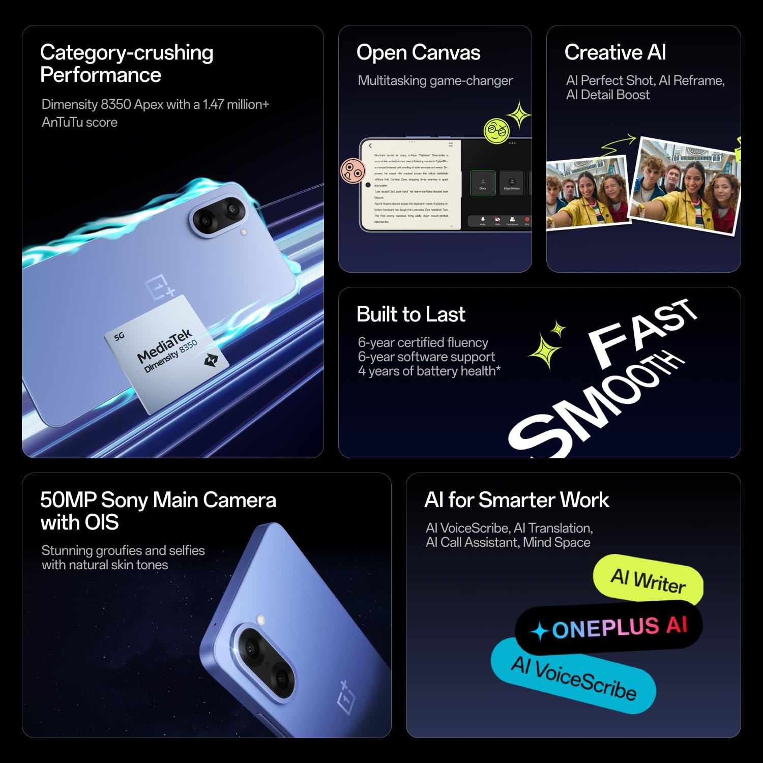 OnePlus Nord CE5 | Massive 7100mAh Battery | MediaTek Dimensity 8350 Apex | Powered by OnePlus AI | 8GB + 256GB | Black Infinity - Image 4