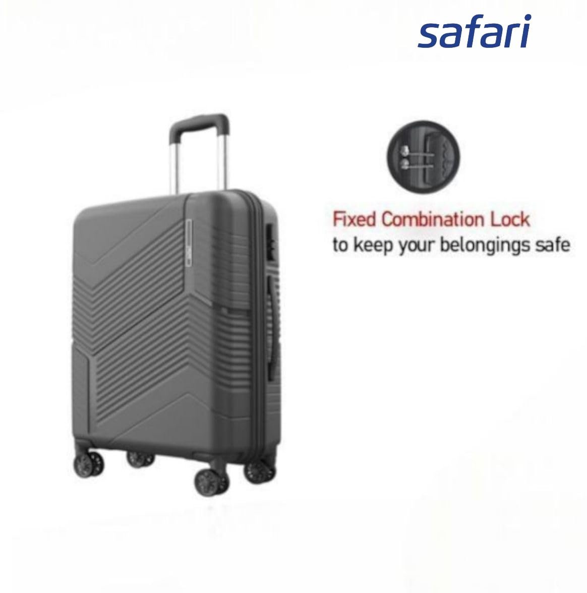 Safari Carter Pro Premium Trolley Bag, 24-Inch, Dual Wheels, 360° Wheeling System,Grey