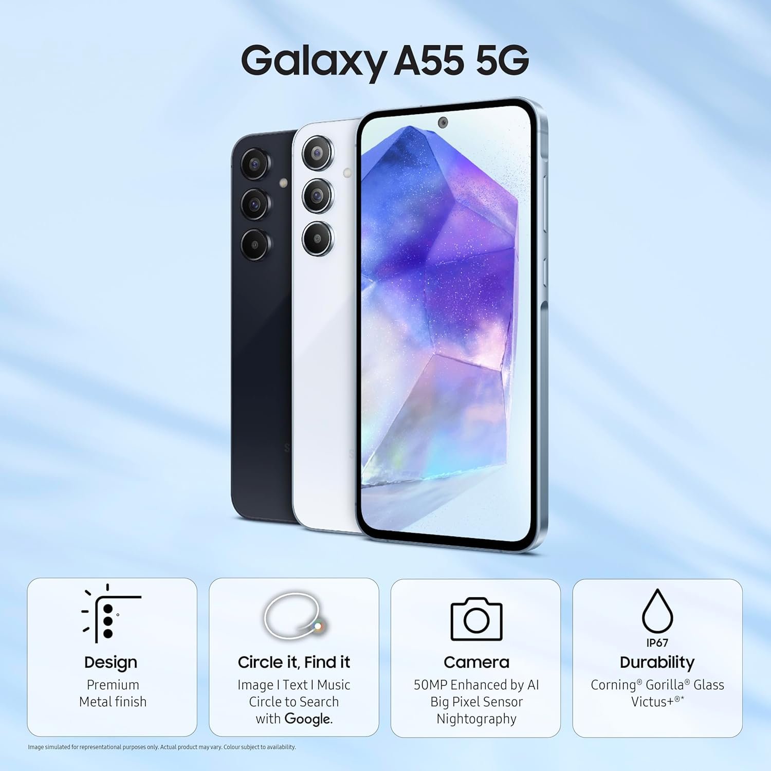 Samsung Galaxy A55 5G (Awesome Navy, 12GB RAM, 256GB Storage) | AI | Metal Frame | 50 MP Main Camera (OIS) | Super HDR Video| Nightography | IP67 | Corning Gorilla Glass Victus+ | sAMOLED Display - Image 4