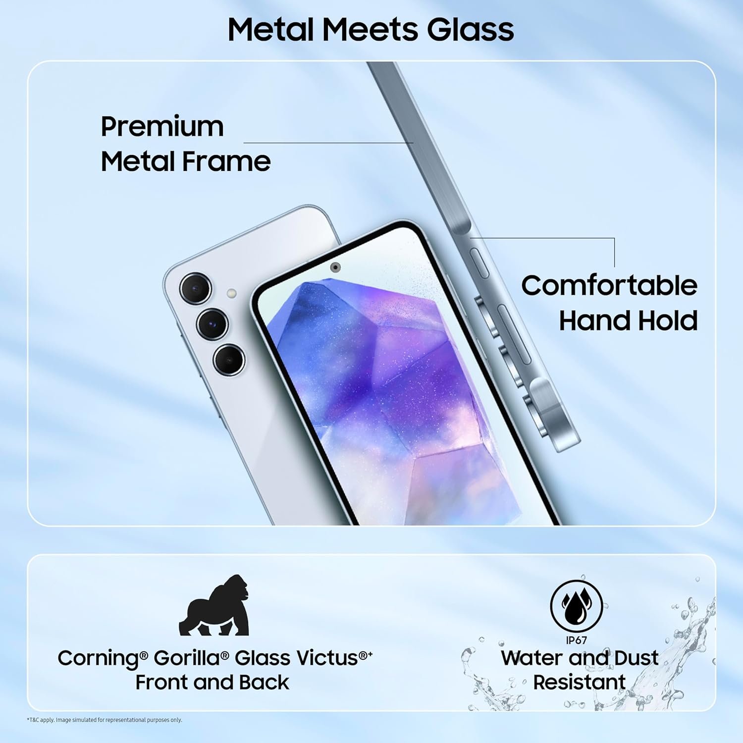 Samsung Galaxy A55 5G (Awesome Navy, 12GB RAM, 256GB Storage) | AI | Metal Frame | 50 MP Main Camera (OIS) | Super HDR Video| Nightography | IP67 | Corning Gorilla Glass Victus+ | sAMOLED Display - Image 5