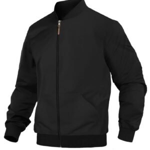 LEOTUDE CASUAL JACKET for Men’s Regular Fit Loopknit Bomber Jacket with Zipper Closure and 2 Side Pockets (Color Maroon)