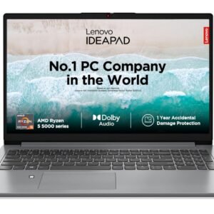Lenovo IdeaPad 1 AMD Ryzen 5 5500U 15.6" HD Thin and Light Laptop (8GB RAM/512GB SSD/Windows 11 Home/Office Home 2024/1 Year ADP Free/Grey/1.6Kg), 82R4011MIN