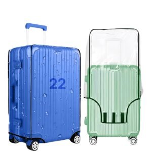 DAFTER 0.40mm Thickness PVC Transparent Luggage Trolley Waterproof Dust proof Suitcase & Trolley Bag Cover with Zipper | Hard Luggage 22 Inches – Suitable for 56cm (Medium Size Suitcase for Any Brand)