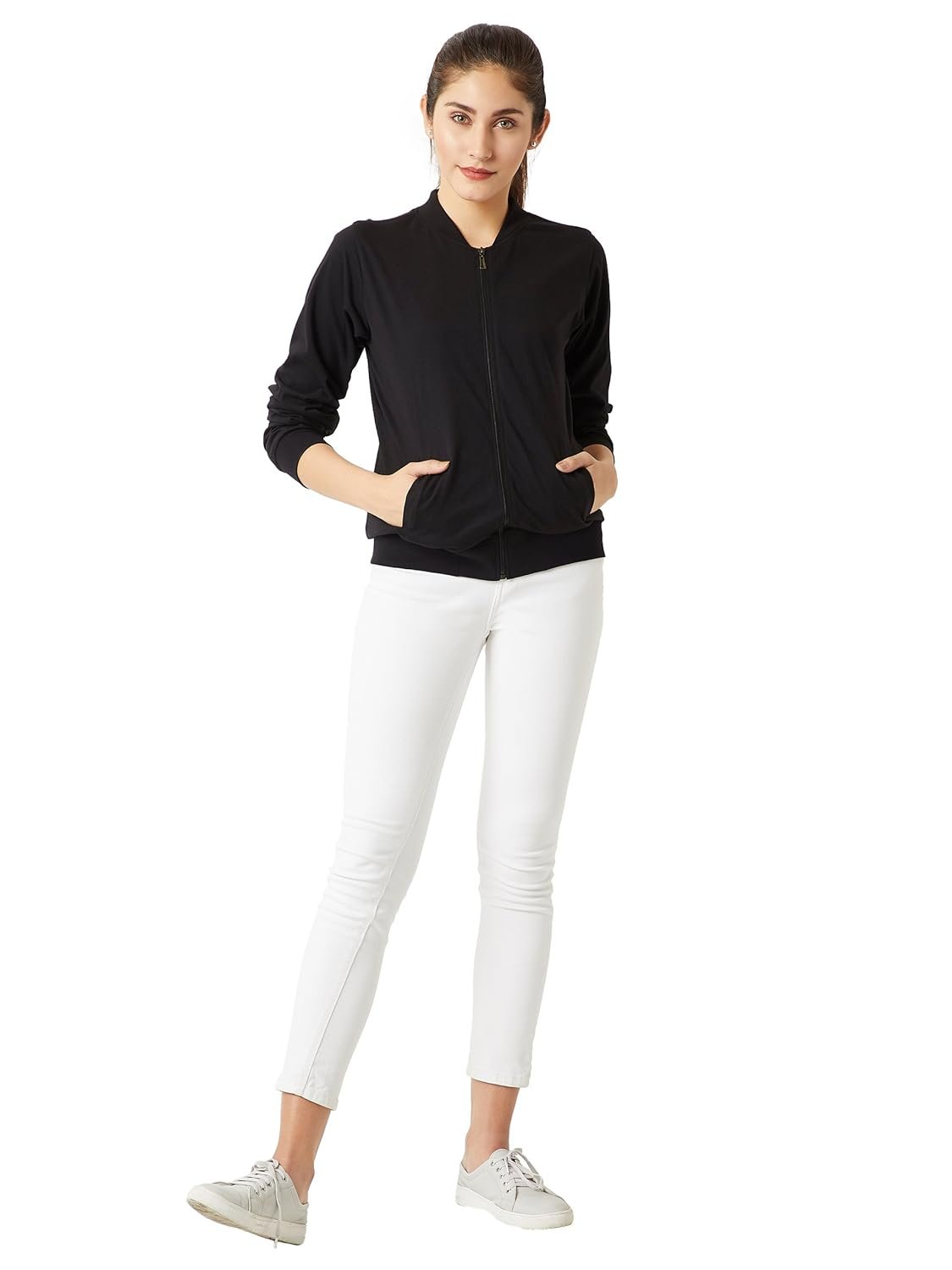 Miss Chase Women's Cotton Full Sleeves Regular Fit Bomber Jacket | 2 Colors - Image 2