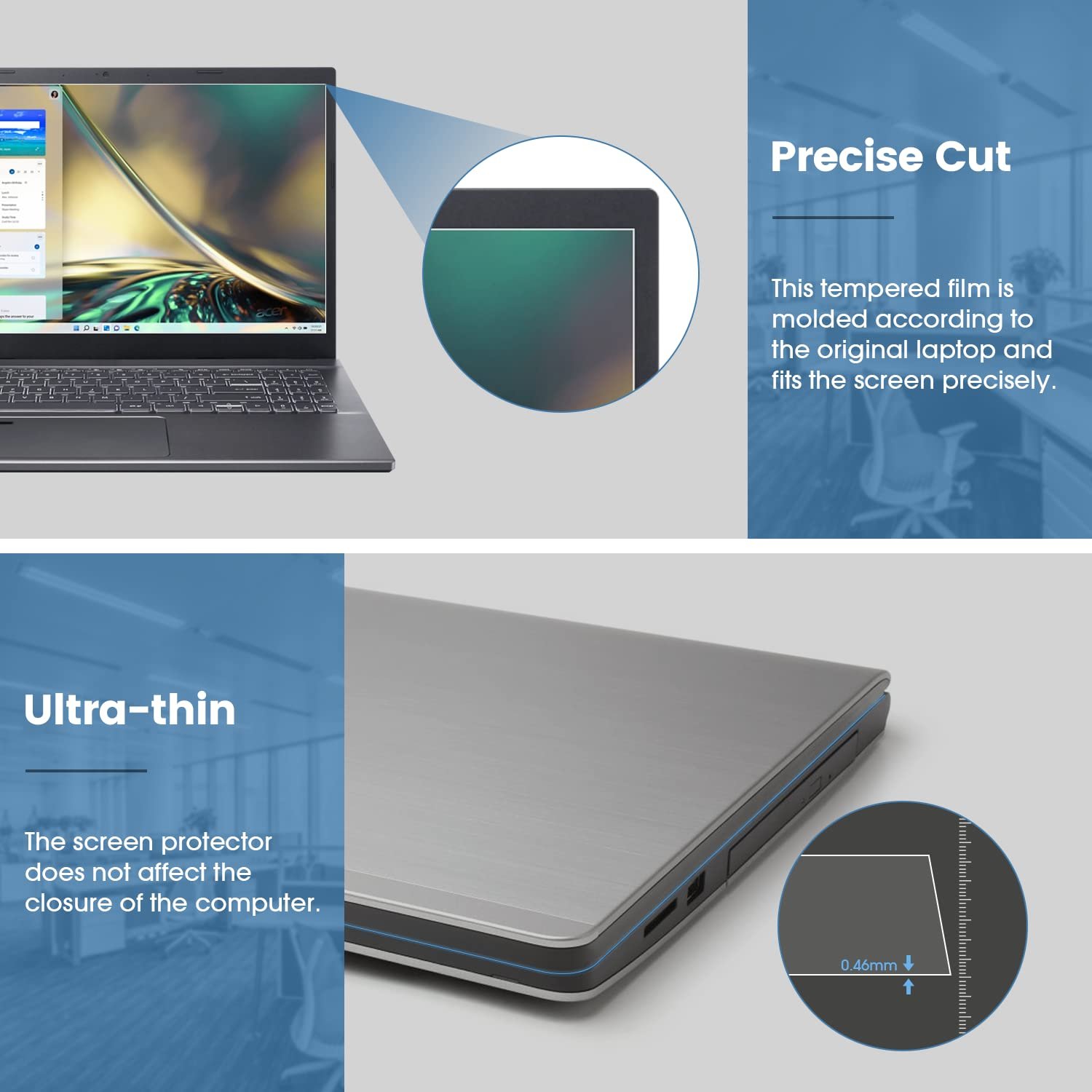 Saco 14 Inch Fiber Glossy Screen Guard Compatible for 2023 Lenovo Yoga Slim 6 14IAP8 | Yoga 7 2-in-1 14IML9 Series 14 Inch Laptop 16:10 Ratio - Image 3