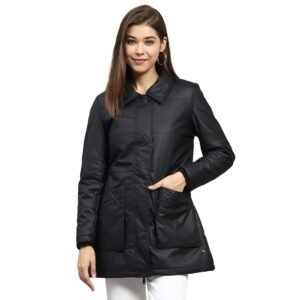 Monte Carlo Women’s Polyester Blend Regular Self Design Collar Neck Full Sleeve Jacket
