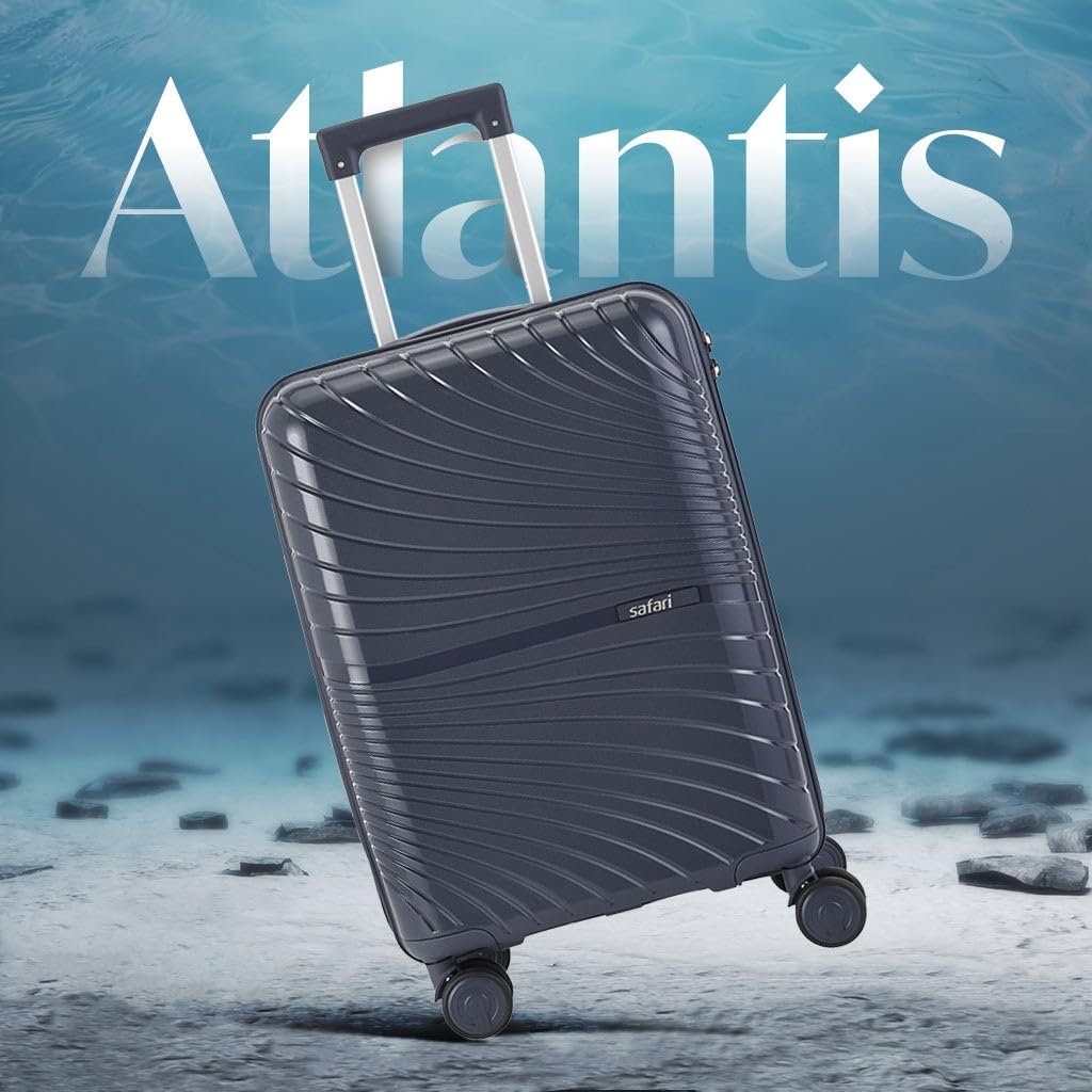 Safari Polycarbonate Hard Shell Atlantis 8 Wheels, Anti-Theft Zipper (Cabin & Check-in) Trolley Spinner Luggage Set of 3, 59Cm, 69Cm & 79Cm, Small, Medium, Large (Blue) - Image 2