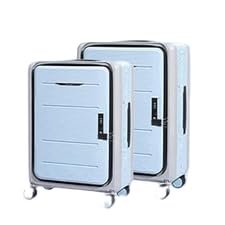 Kuber Industries Plastic 24 Inch Collapsible Hard Shell 8 Wheels Double Spinner Trolley Luggage Bag for Travel - Lightweight Suitcase - Blue & Gray, Medium