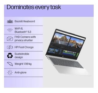 HP 15-fd0668TU Thin & Light Laptop | 13th Gen Intel Core i3-1315U, 16GB RAM, 512GB SSD 15.6" FHD Display, Windows 11 Home, MS Office, Natural Silver - Image 3