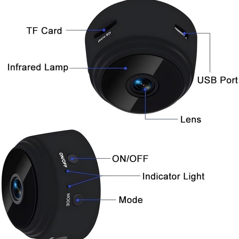 Drumstone ๐ญ๐ฑ ๐ฌ๐ฒ๐ฎ๐ฟ๐ ๐ช๐ฎ๐ฟ๐ฟ๐ฎ๐ป๐๐ Mini WiFi Spy Camera with 150ยฐ Wide Angle, 1080P HD Video, Night Vision, Motion Detection, Remote Viewing, Magnetic Mount, Loop Recording Nanny Cam. - Image 6