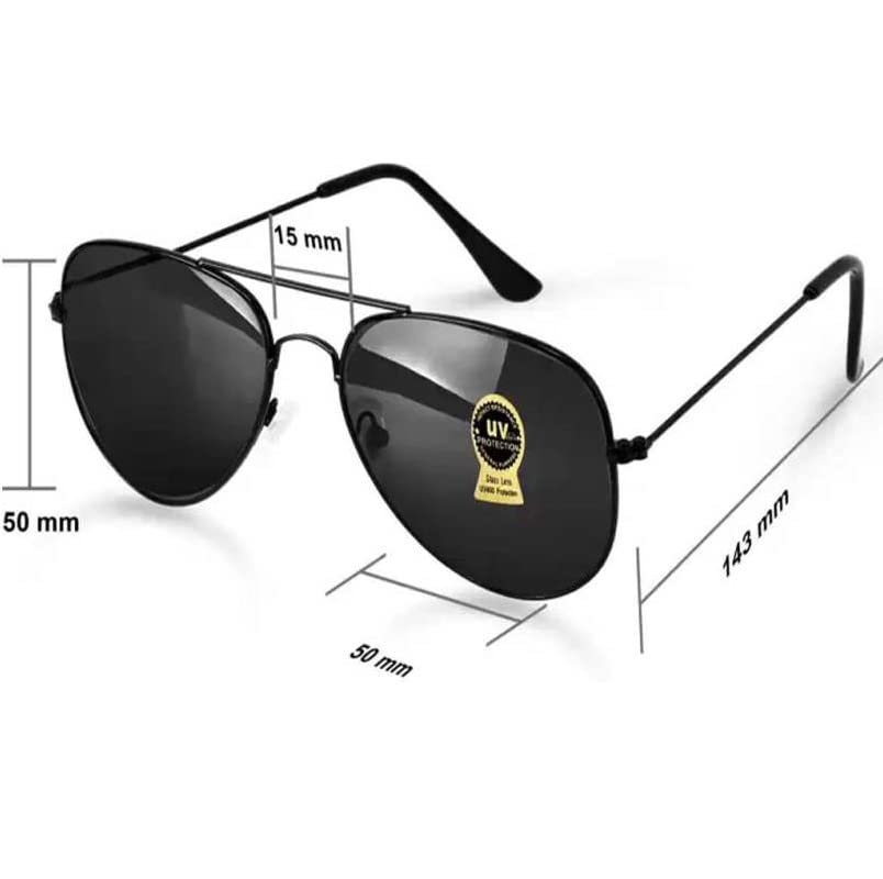 Black & Brown Aviator Rectangular Combo Sunglasses for Men And Women with UV Protection (Lens Black & Brown || Frame-Black || FRH-588) - Pack of 2 - Image 2