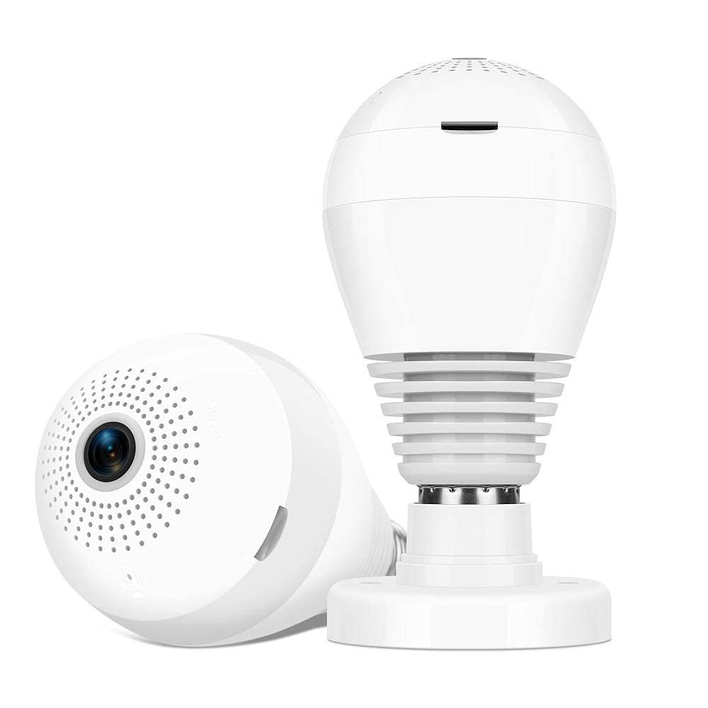 DDLC 1080p WiFi Bulb CCTV cameraWireless PTZ Bulb Shape V380 Pro | Indoor 360° Smart Home Security Camera Light Vision 24x7 Continuous Recording with Motion Sensor LED Lights (Bulb Camera)