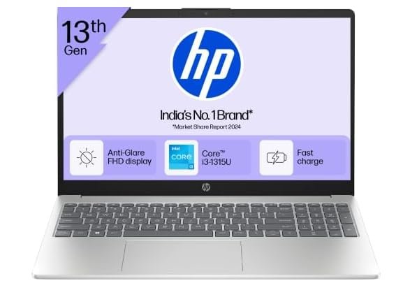 HP 15-fd0668TU Thin & Light Laptop | 13th Gen Intel Core i3-1315U, 16GB RAM, 512GB SSD 15.6" FHD Display, Windows 11 Home, MS Office, Natural Silver