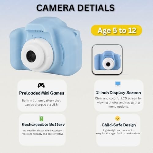 TOYTONIC Small Camera for Kids – Mini Digital Photo & Video Camcorder with Built-in Games – Fun & Learning Camera for Children – Creative Gift for Boys & Girls Age 3–12 - Image 6
