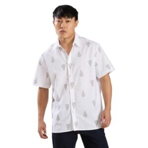 Mark & Albert Men’s Half Sleeve Cotton Linen Striped Shirt