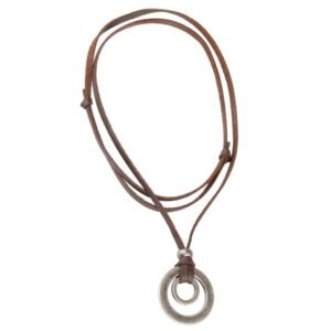 Leather Chain for Man, Leather Necklace Men, Rope Double Circle Necklace Stylish Adjustable Jewelry Gift for Men| Fashion Jewelry Men’s Accessories for Casual Wear