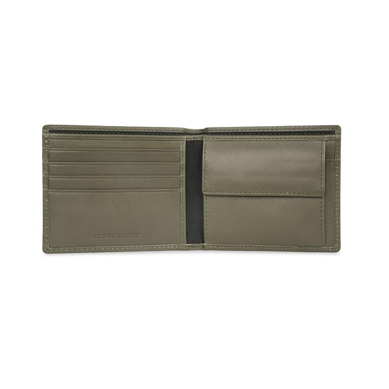 UNITED COLORS OF BENETTON Men RFID Protected Savile Global Coin Wallet - Olive, No. of Card Slot: 4 | Embossed Global Coin Wallet with Side Closure | Leather - Image 5