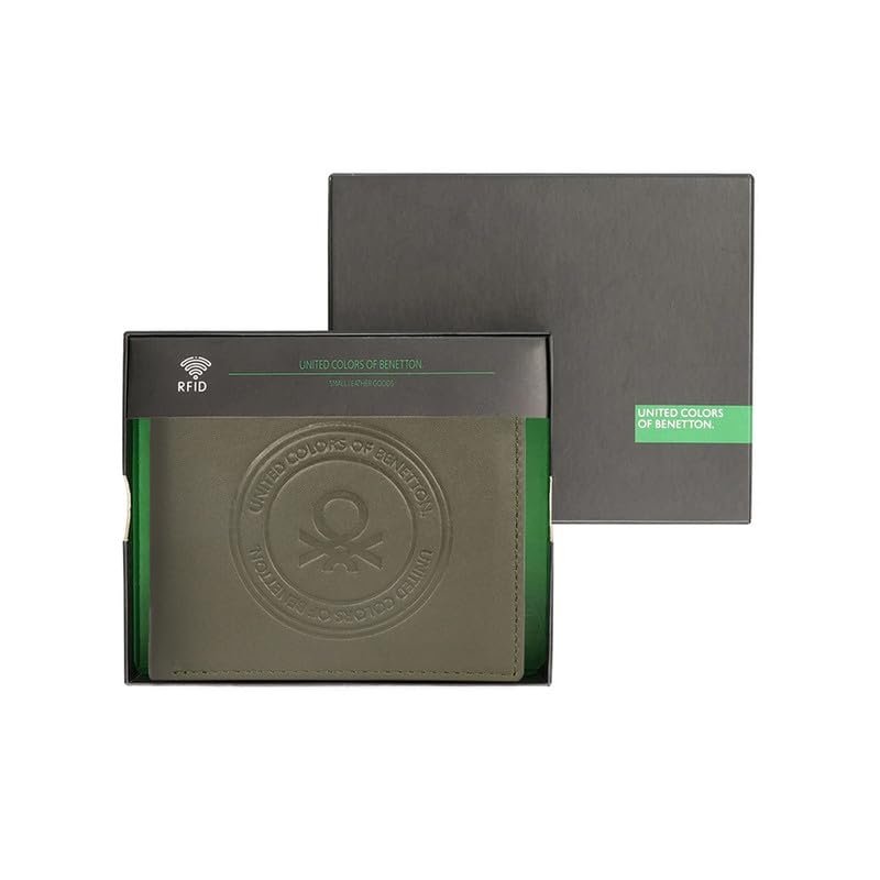 UNITED COLORS OF BENETTON Men RFID Protected Savile Global Coin Wallet - Olive, No. of Card Slot: 4 | Embossed Global Coin Wallet with Side Closure | Leather - Image 8