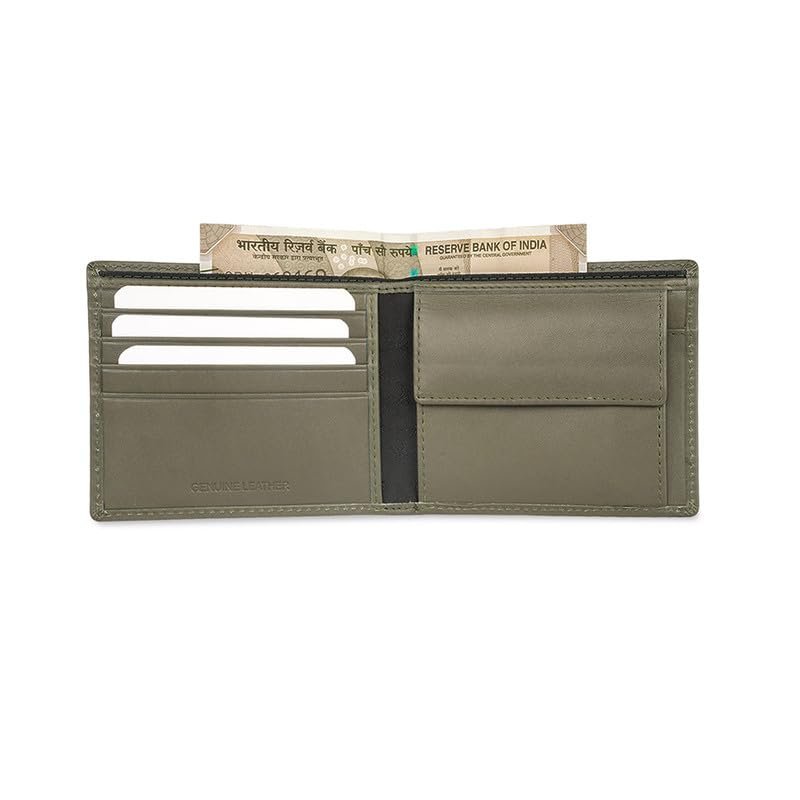 UNITED COLORS OF BENETTON Men RFID Protected Savile Global Coin Wallet - Olive, No. of Card Slot: 4 | Embossed Global Coin Wallet with Side Closure | Leather - Image 6