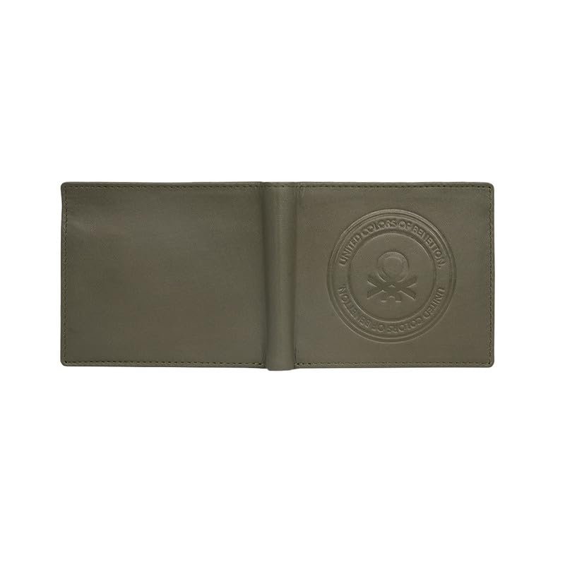 UNITED COLORS OF BENETTON Men RFID Protected Savile Global Coin Wallet - Olive, No. of Card Slot: 4 | Embossed Global Coin Wallet with Side Closure | Leather - Image 4