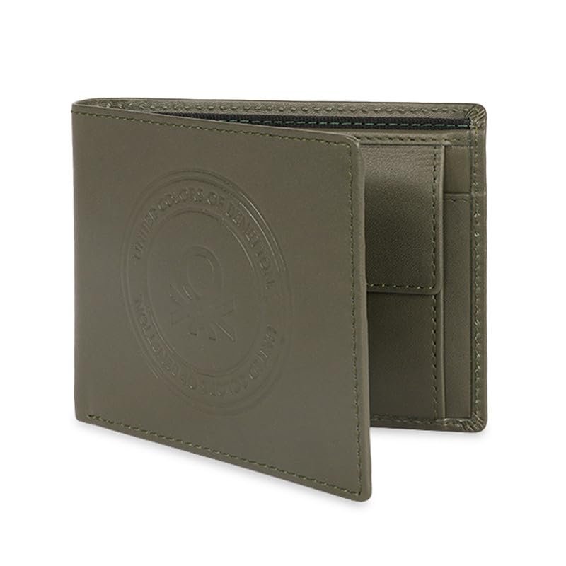 UNITED COLORS OF BENETTON Men RFID Protected Savile Global Coin Wallet - Olive, No. of Card Slot: 4 | Embossed Global Coin Wallet with Side Closure | Leather - Image 2