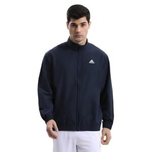 Adidas Men’s Corp Wv Ttop Sports Jacket – Navy Durable, Lightweight, Breathable Sportswear Track Jacket for Gym, Running, Fitness, Casual Activewear for All-Season