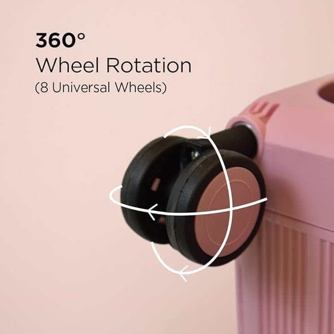 Kuber Industries Plastic 24 Inch Collapsible Hard Shell 8 Wheels Double Spinner Trolley Luggage Bag for Travel - Lightweight Suitcase - Black, Medium - Image 6