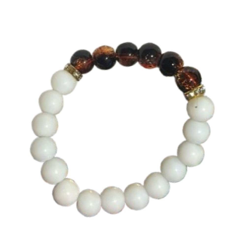 White Bracelet | Rounded Glass Beads | Handmade Bracelets for Women/Girls/Kids