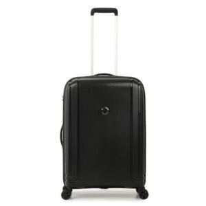Delsey Paris Brisban 66 cms Medium Size Check-in Polypropylene Hard Sided 8 Wheels Spinner Suitcase/Trolley Bag for Travel with TSA Lock- Black