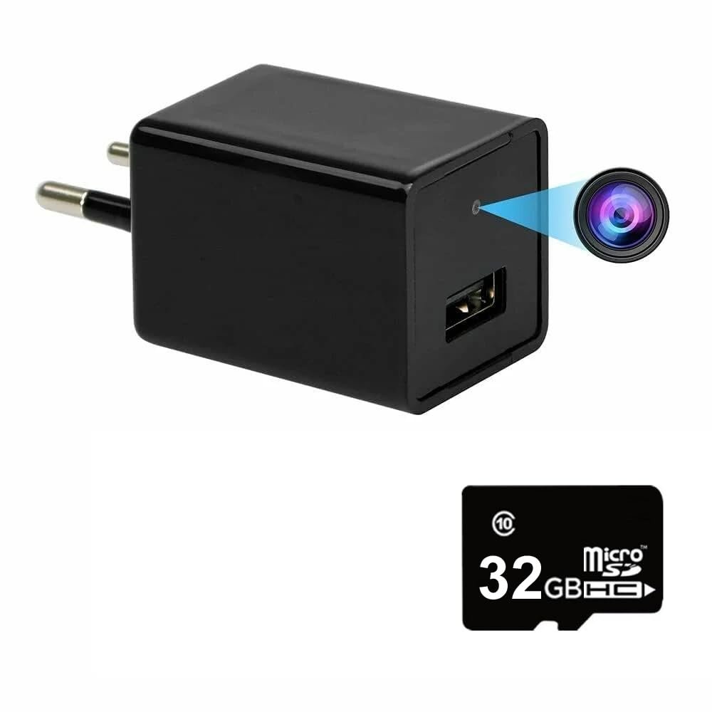 TECHNOVIEW Wired 1080p Full HD Camera Work 24 Hours with Power Audio and Video Recording - Charger with 32GB SD Card (No WiFi Needed)