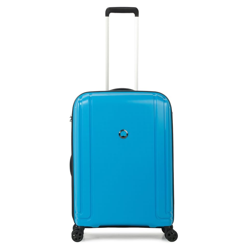 Delsey Paris Brisban 66 cms Medium Size Check-in Polypropylene Hard Sided 8 Wheels Spinner Suitcase/Trolley Bag for Travel with TSA Lock- Cyan Blue