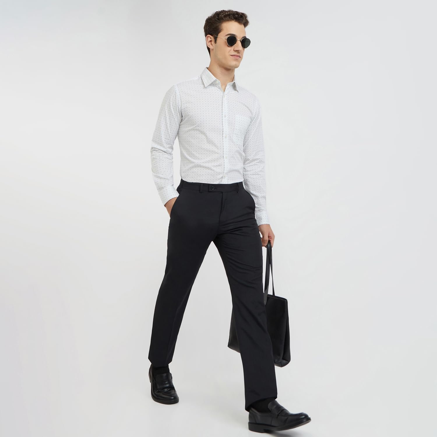 Raymond Men's Pure Cotton Print Pattern Slim Fit Semi Cutaway Collar Full Sleeve Formal Shirt - Image 5