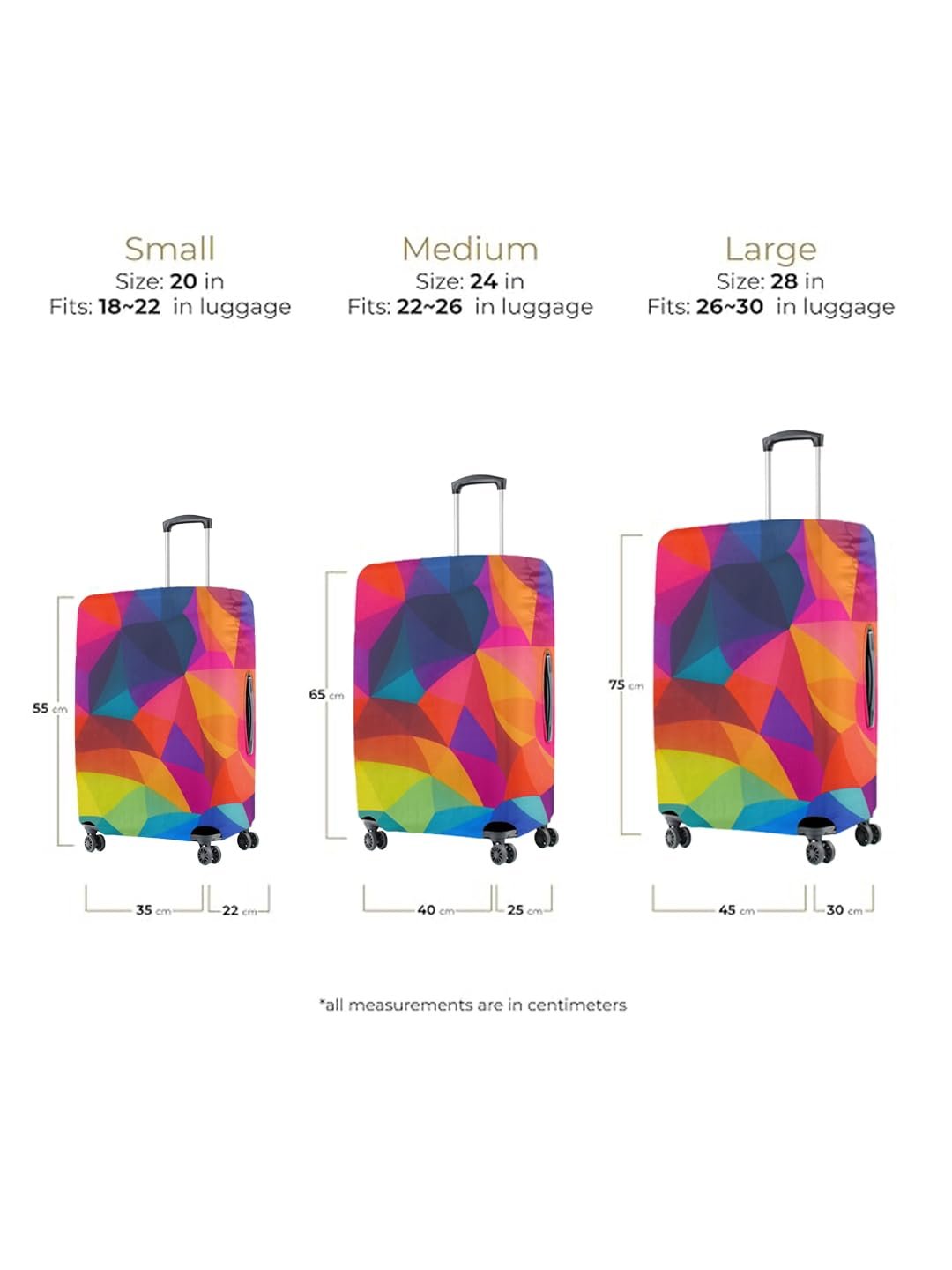 Cortina Polyester Luggage Cover Trolley Travel Covers Washable Dust Proof Anti-Scratch Suitcase Protector, Medium-Multicolor - Image 7