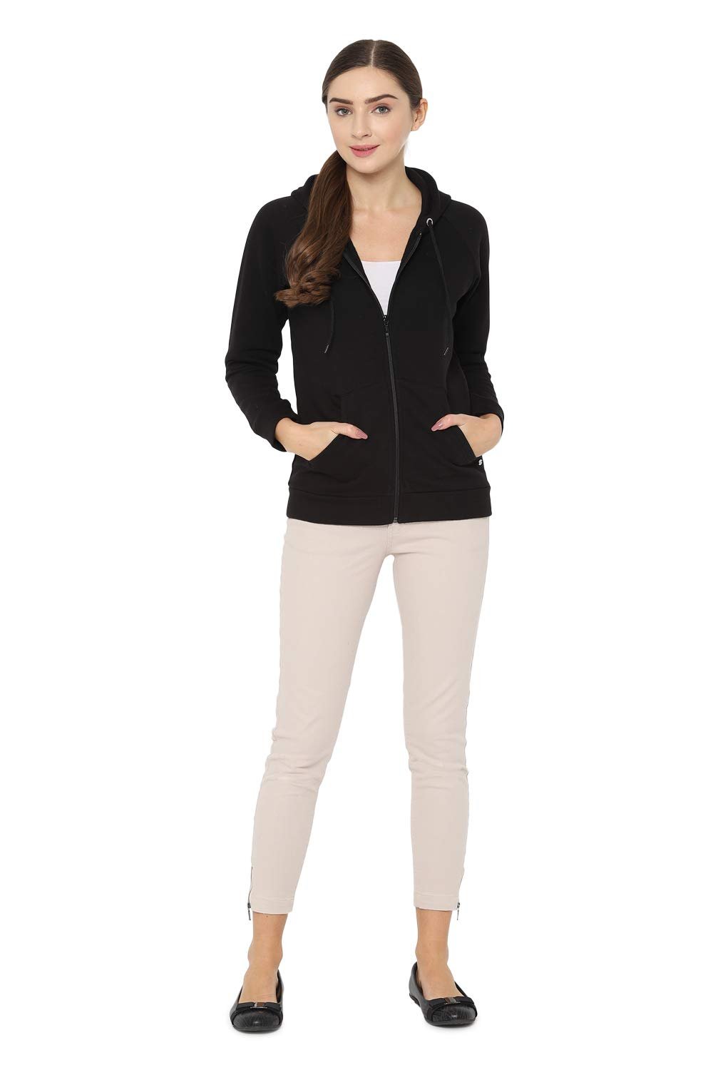 Allen Solly Women's Synthetic Hooded Neck Sweatshirt | Long Seelves Regular Fit Zipper - Image 6