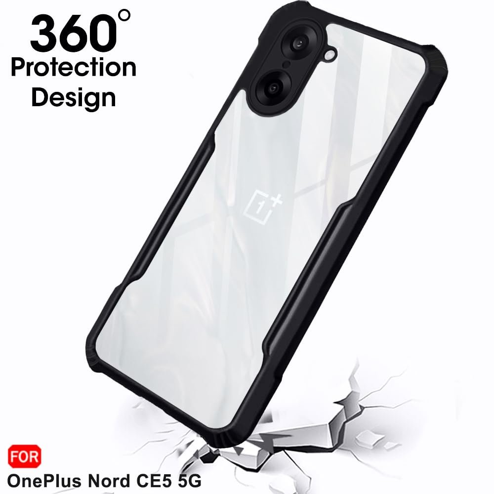 TheGiftKart ShockProof Crystal Clear Back Cover Case for OnePlus Nord CE 5 5G | 360 Degree Protection | Protective Design | Transparent Back Cover Case for OnePlus Nord CE5 5G (PC & TPU, Black Bumper) - Image 4