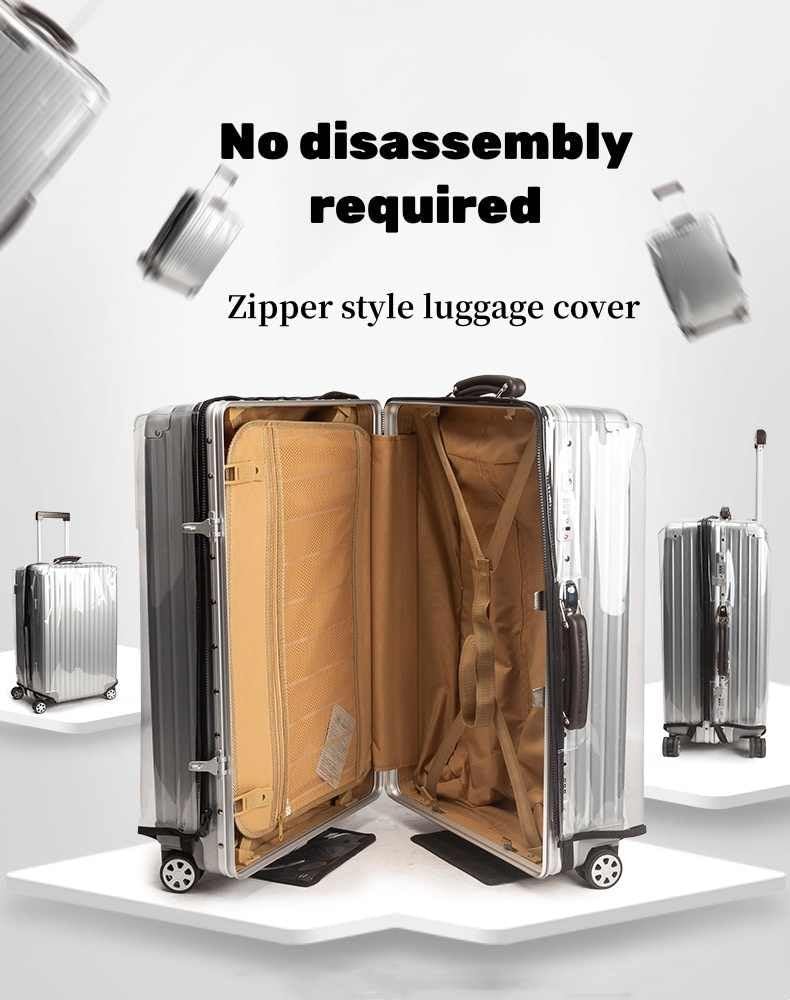 Suitcase Cover Small | 20 Inch Transparent PVC Luggage Cover for Hard Trolley Bag (50 CM), Waterproof Clear Protective Trolley Bag Cover with Zipper, Travel Dustproof Protector - Image 5