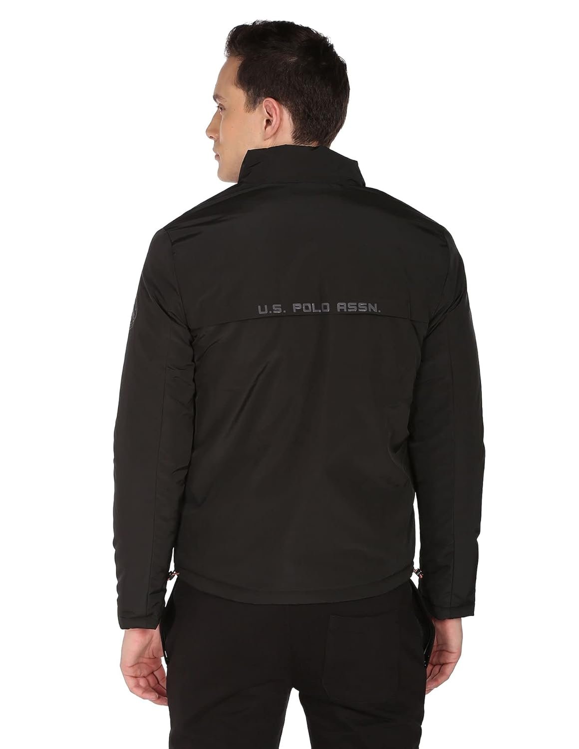 U.S. POLO ASSN. Men Black High Neck Brand Print Polyester Standard Length Casual Jacket - Image 6