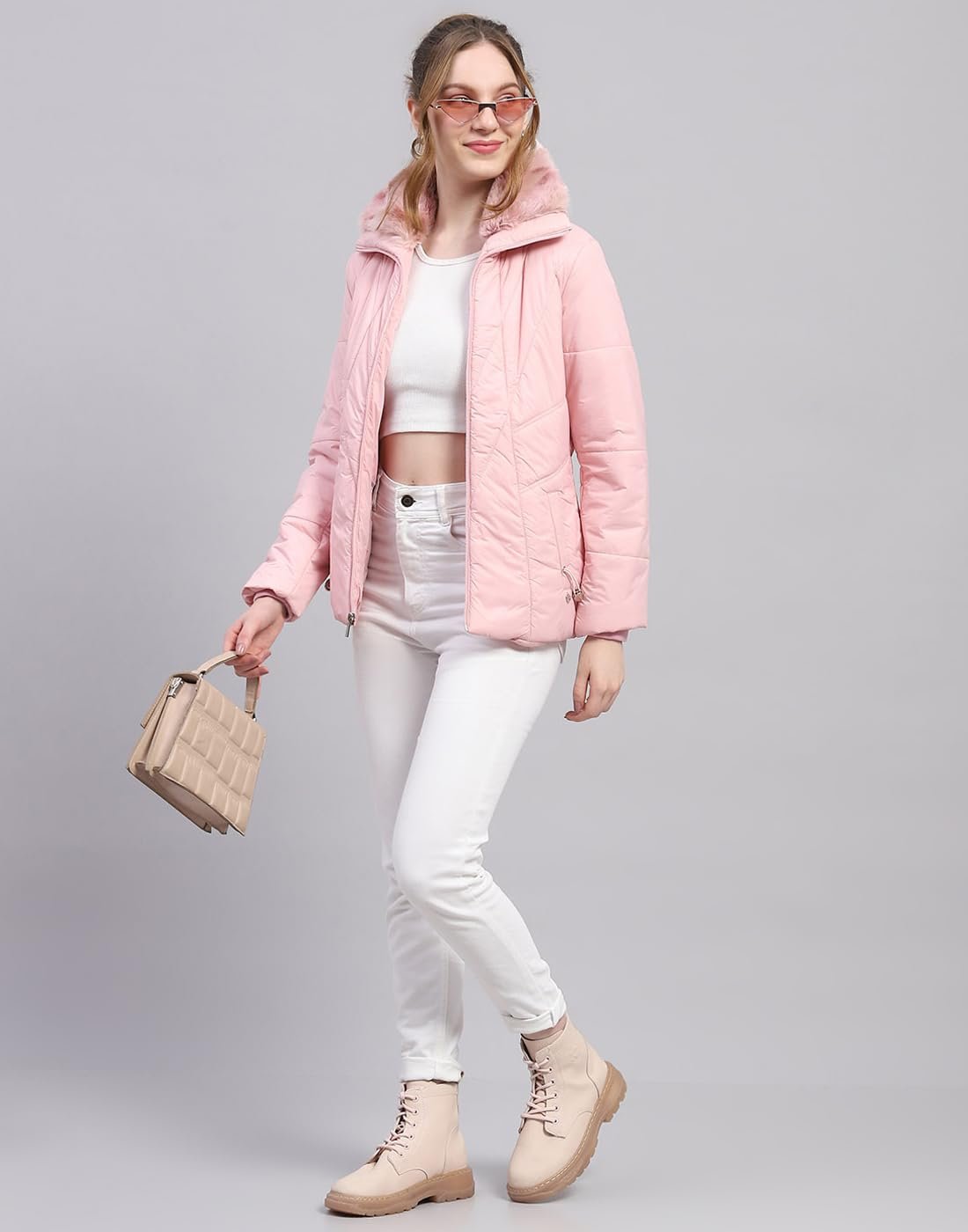 Monte Carlo Womens Solid Pink Collar Neck Full Sleeve Jacket - Image 6