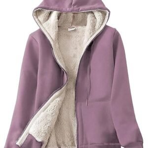 ADBUCKS Hoodies for Women Winter Fleece Sweatshirt – Full Zip Up Thick Soft Fur Lined Hooded Jacket Coat
