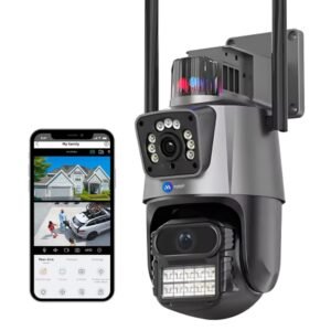 Maizic Smarthome Supercam TwinView 5+5MP FHD Dual Lens WiFi Outdoor CCTV Camera | Dual Screen | Color Night Vision | Motion Detection | Two-Way Talk | IP66 Waterproof | 128GB SD Support